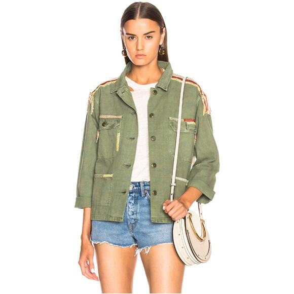 THE GREAT. Jackets & Blazers - THE GREAT. Sergeant Embroidered Jacket in Worn Army Medium